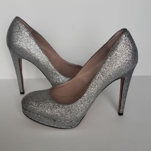 Vince Camuto silver glitter stiletto heels…